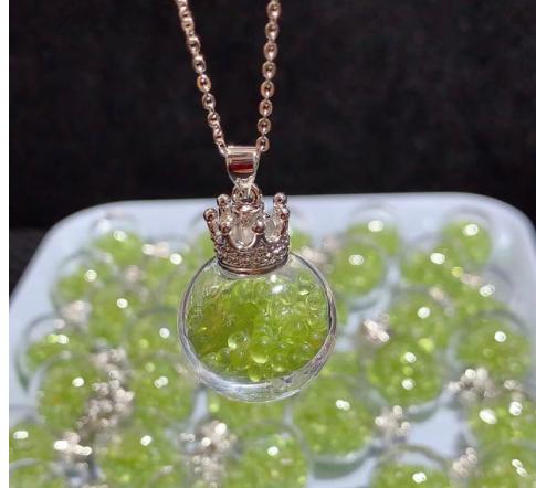 Natural Crystal Wishing Bottle Pendant