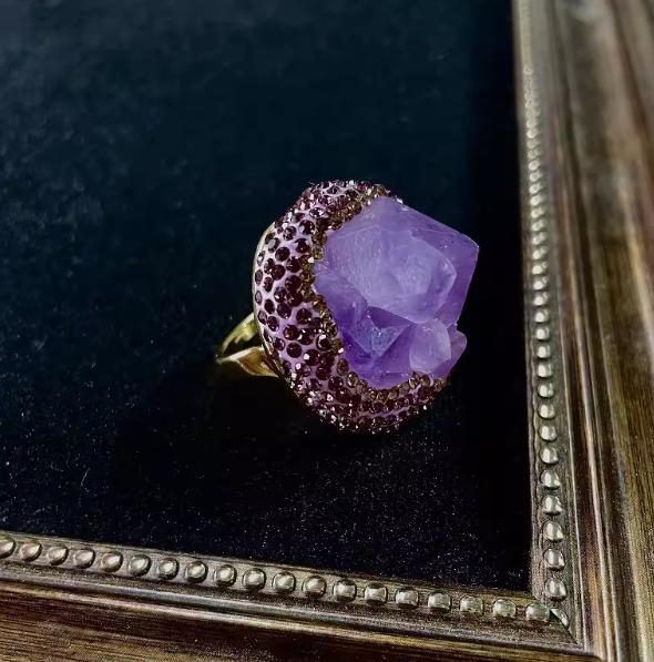 Natural Amethyst Raw Stone Ring