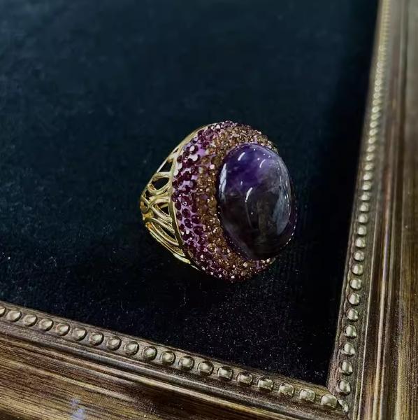 Natural Amethyst Raw Stone Ring