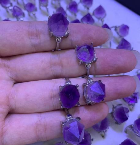 Natural Amethyst Raw Stone Ring