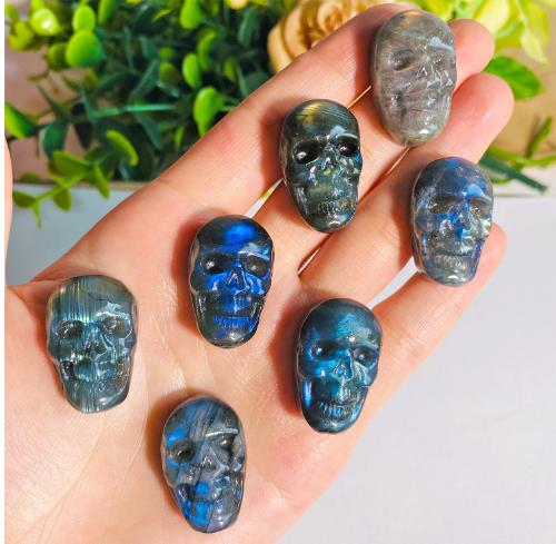 Natural Labradorite Small Skull Carving Pendant